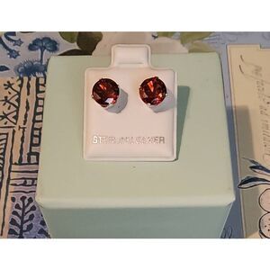 Stunning 2 Carat Genuine Lab Created Garnet Round Cut Stud Earrings~925SS
